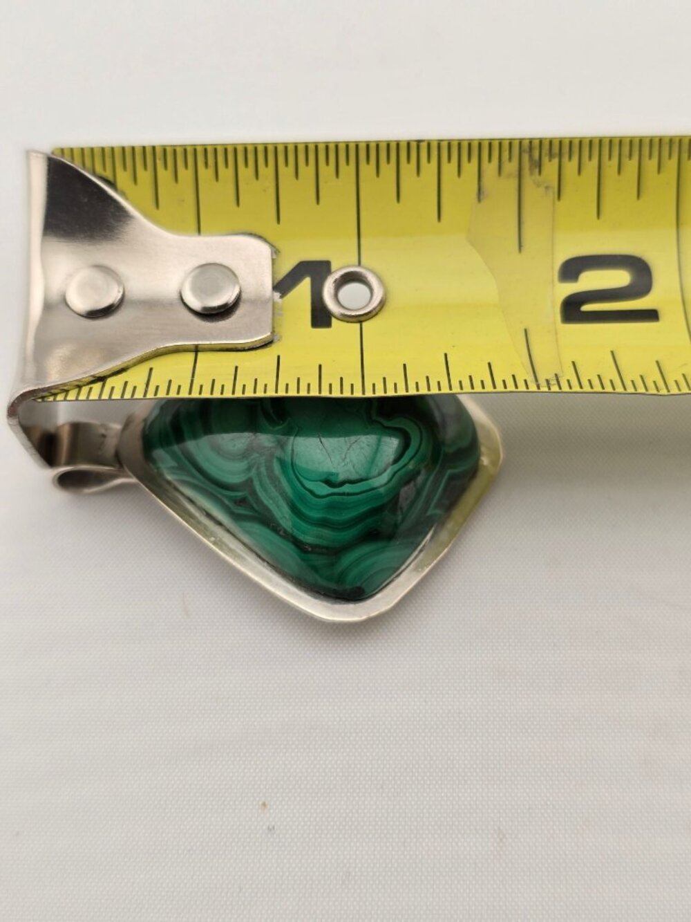 Malachite & Sterling Silver Pendant Handcrafted Green Stone - Picture 5 of 7